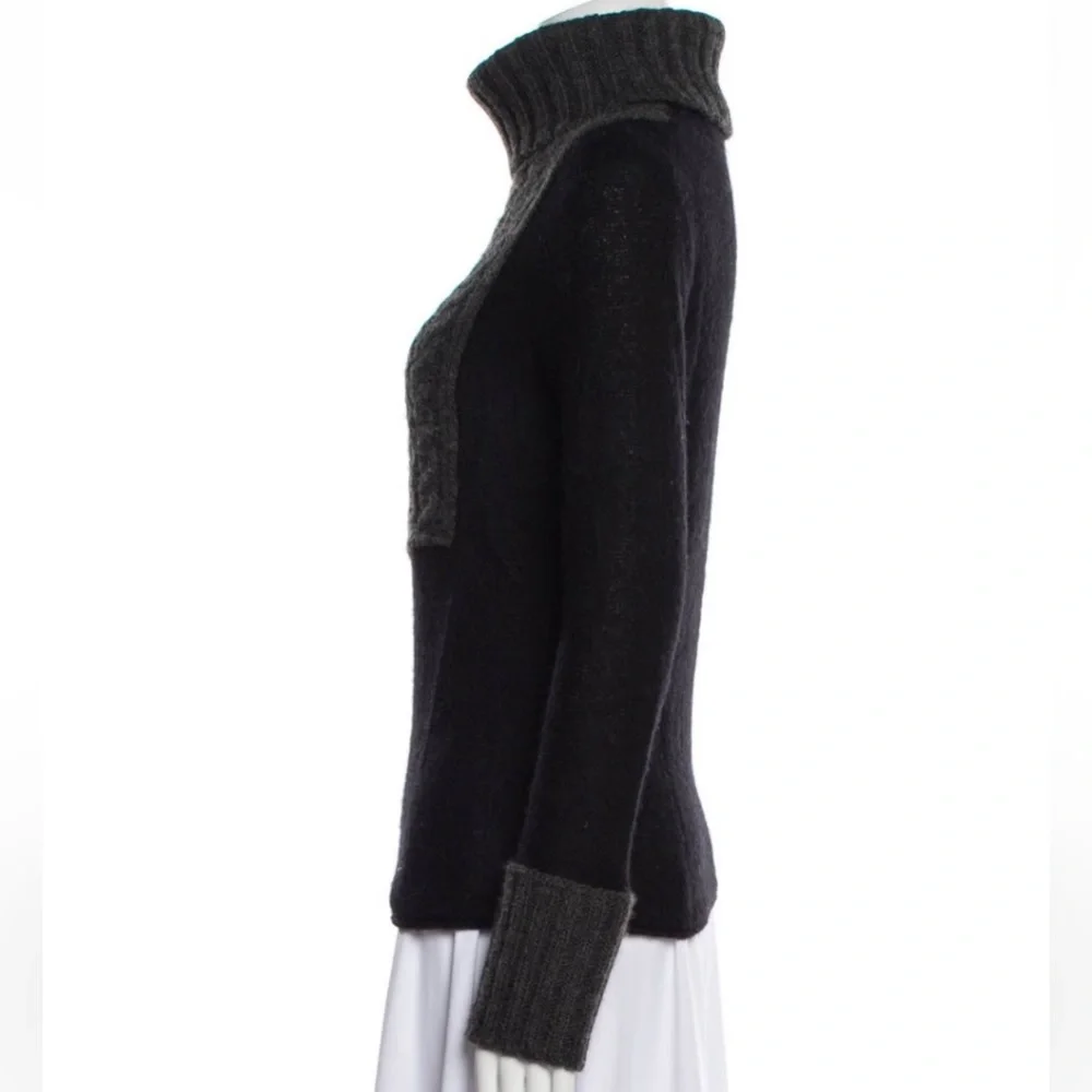 Tory Burch Alpaca Gretchen Mixed-Cable Knit Turtleneck Pullover Sweater Top